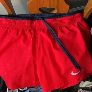 Red Athletic Shorts with Navy Accents